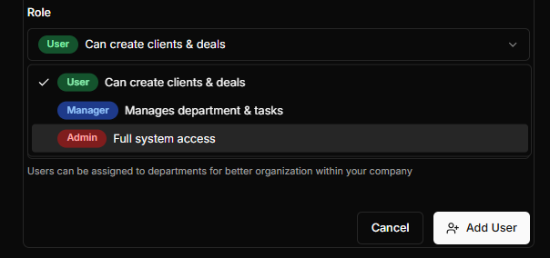 Admin Role guide at Dilmach CRM